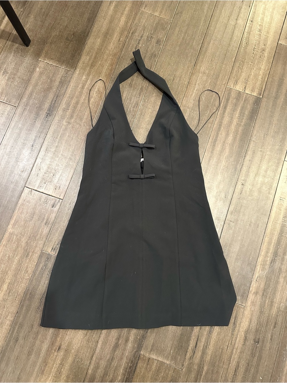 NWT Abecrombie & Fitch Black Halter Mini Dress with Front Bow Detail